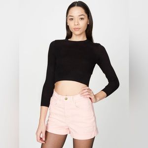 American Apparel High-Waist Denim Cuff Shorts - Size: US 24/25